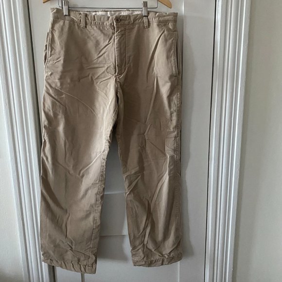 J.Crew Flannel Lined Broken In Men’s Tan Pants Cotton Regular Fit 34W 30L - Picture 13 of 13